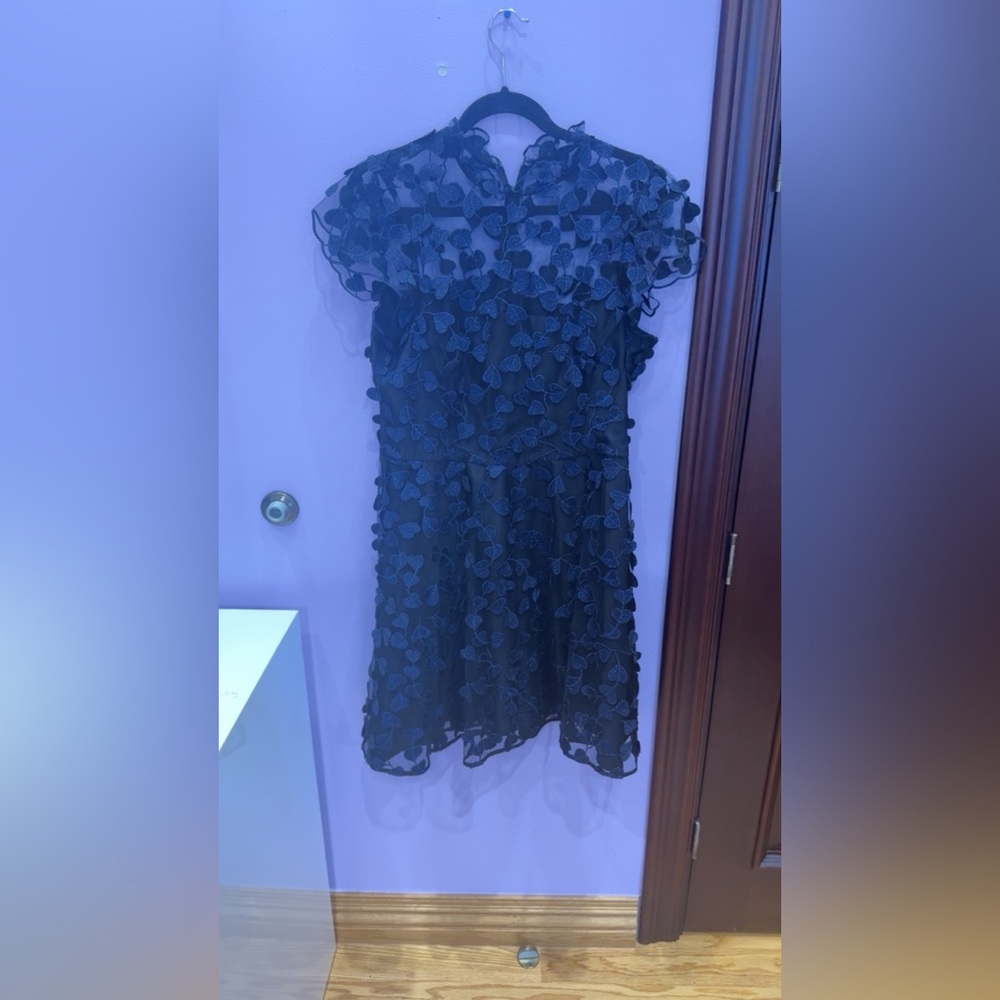 Shoshanna Black and Blue Floral Lace Mini Dress